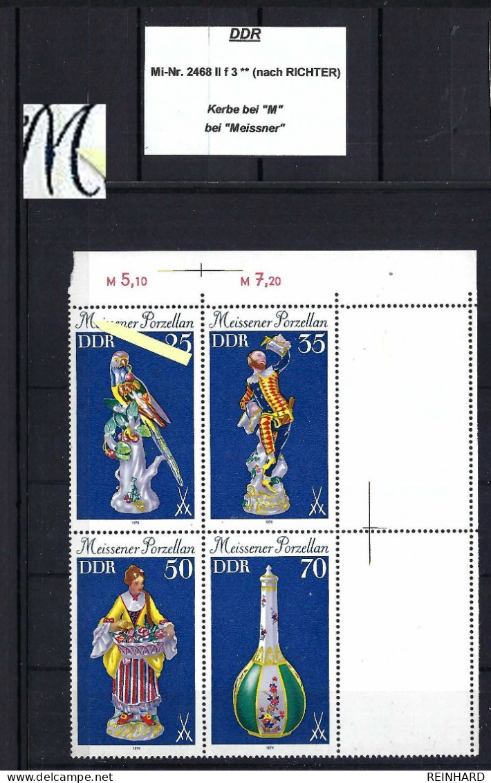 DDR Mi-Nr. 2468 II F 3 Plattenfehler Nach RICHTER Postfrisch (1)  - Siehe Beschreibung Und Bild - Varietà E Curiosità