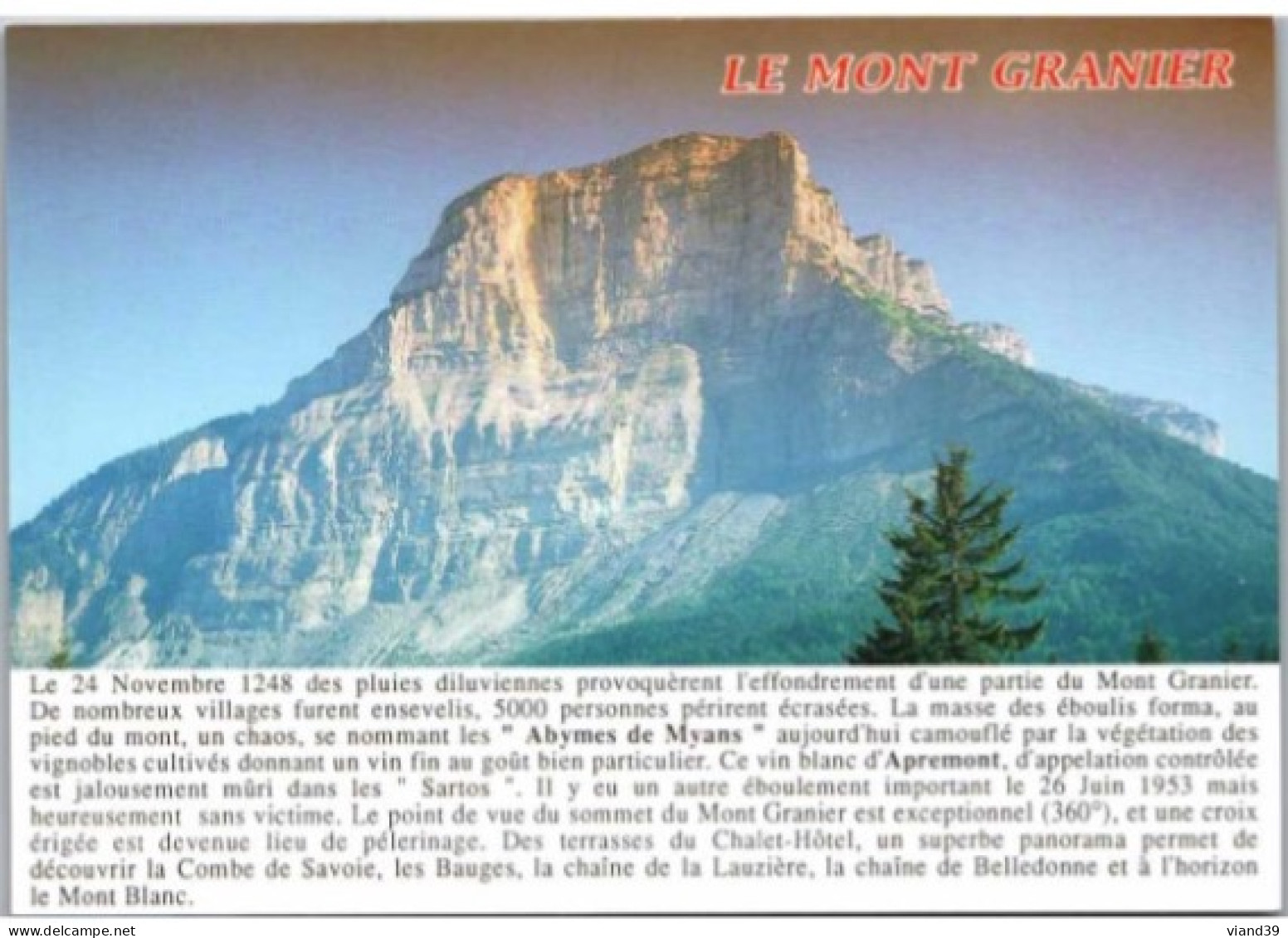 LE MONT GRANIER. - VUE DU COL DU GRANIER.  -    Non Circulée. - Sonstige & Ohne Zuordnung