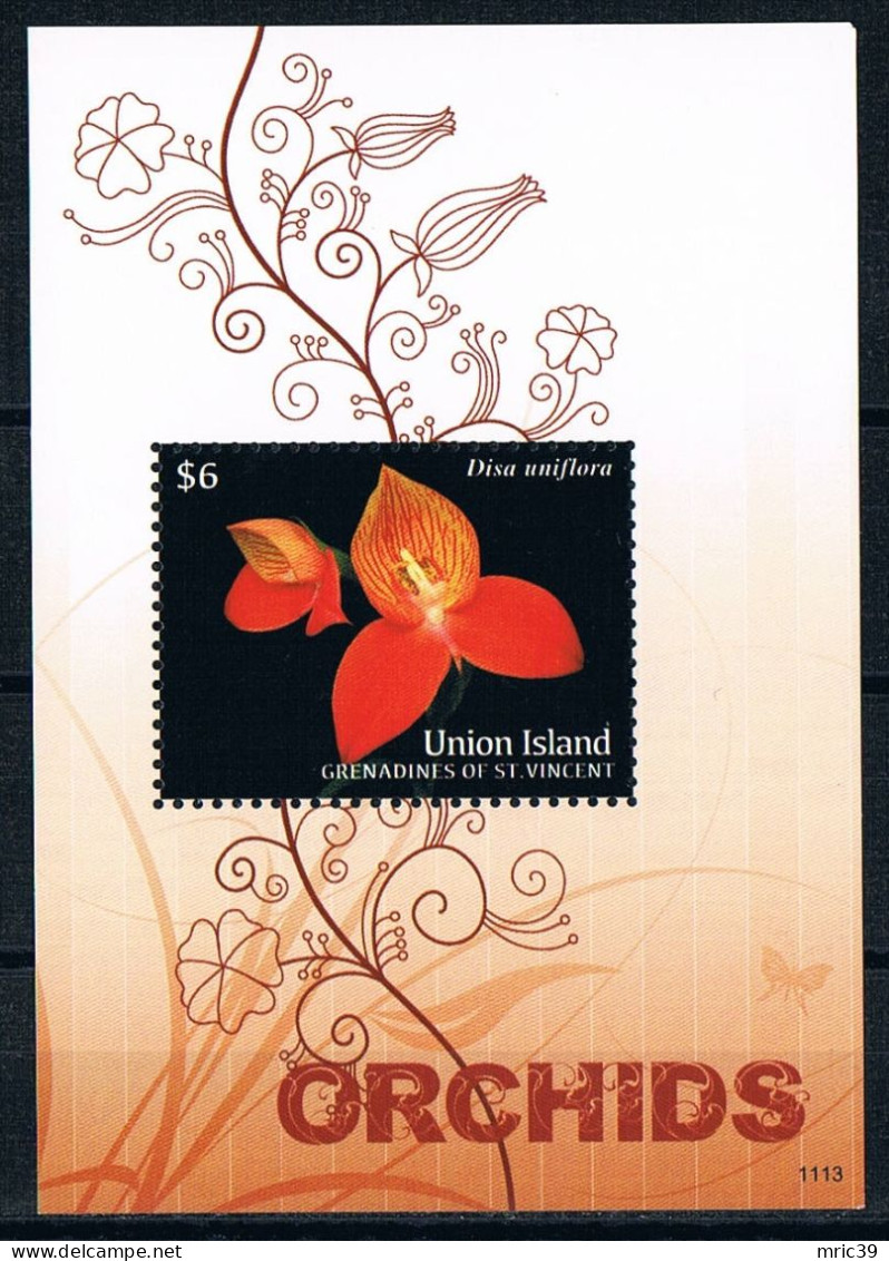 Bloc Sheet Fleurs Orchidées Flowers Orchids  Neuf  MNH **  Union Island Grenadines Of St Vincent 2011 - Orchideen