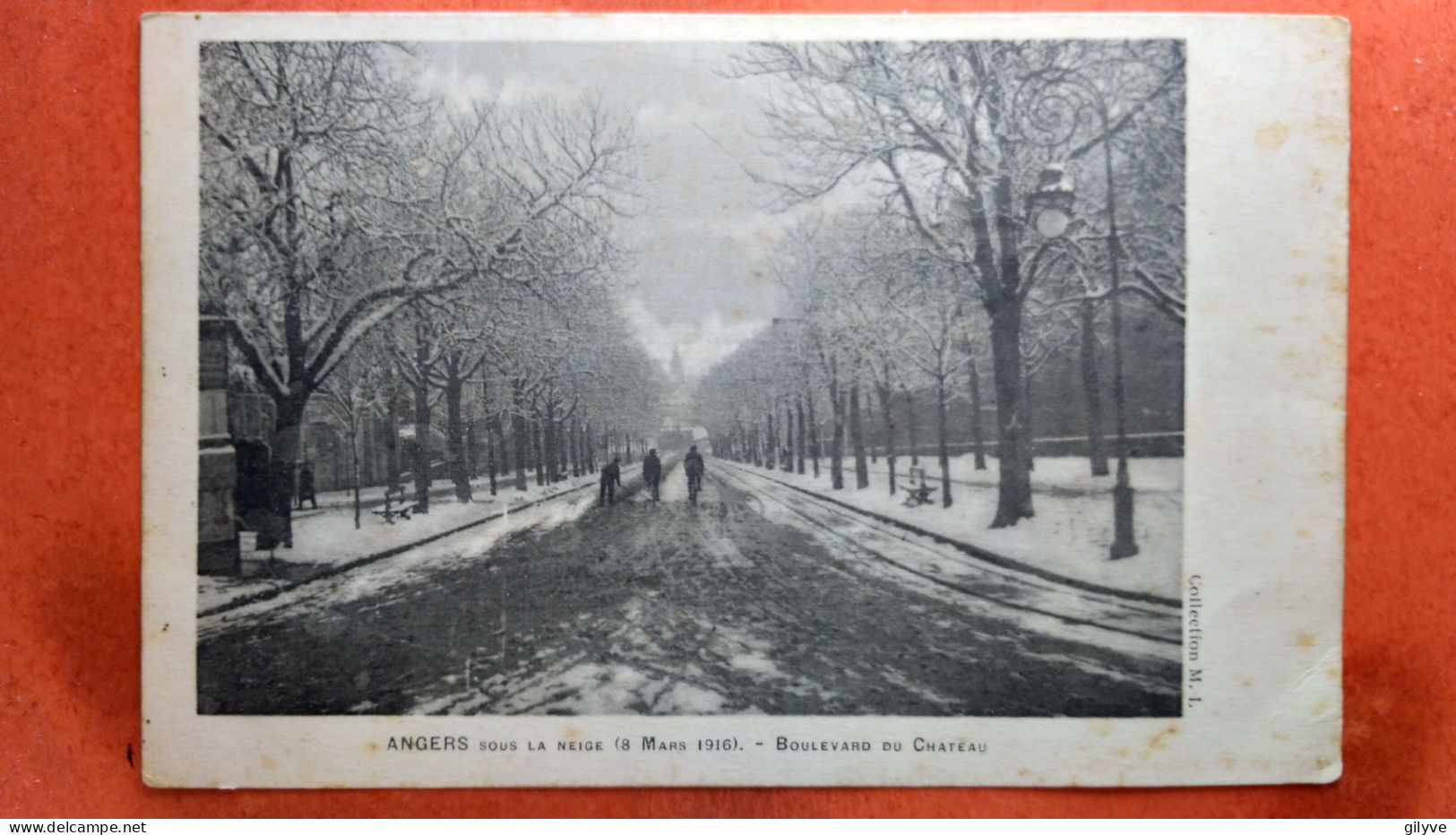 CPA (49) Angers Sous Le Neige (8 Mars 1916)  Boulevard Du Château. Animation.(7A.n°026) - Angers