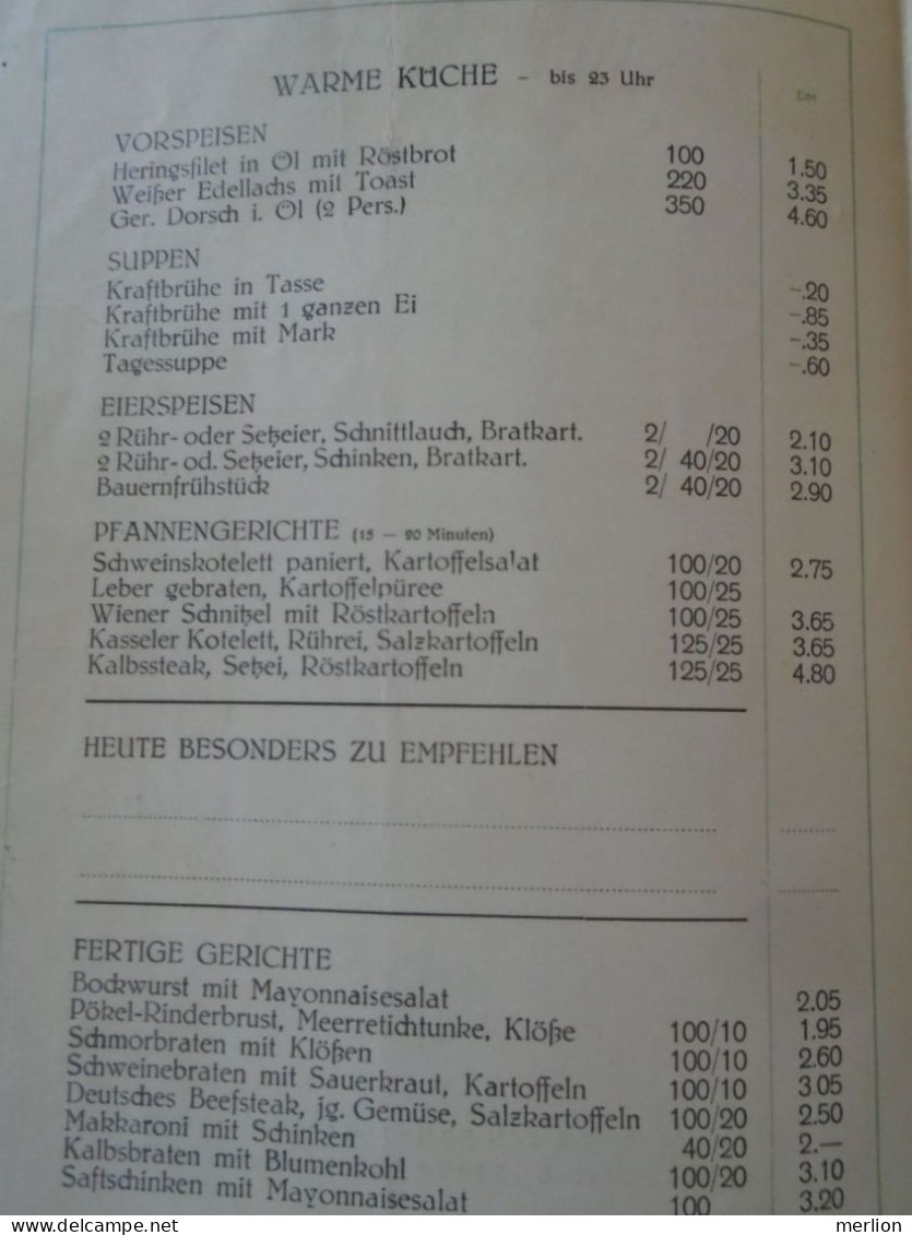 D202242 Menu, Menü-Karte Speisenkarte  HO-Gaststätte Am Waldplatz  LEIPZIG  -DDR Germany   1954 - Menus