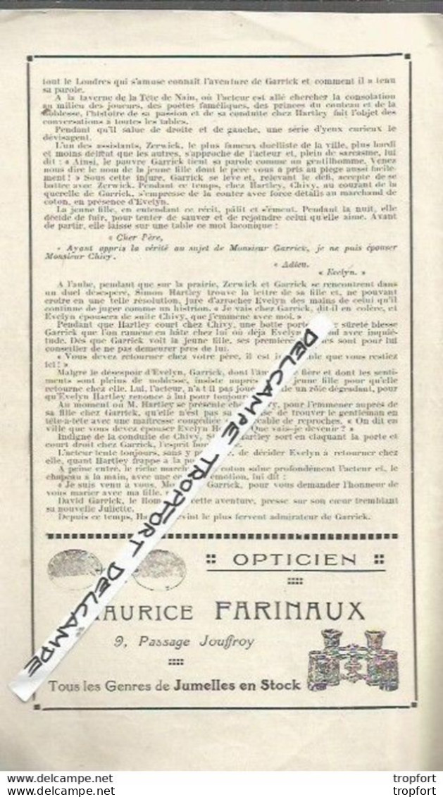 TD / Vintage Program Cinema / Programme Cinéma MARIVAUX CHARLOT David GARRICK 1921 KRI-PLE-BERS Frères - Programme