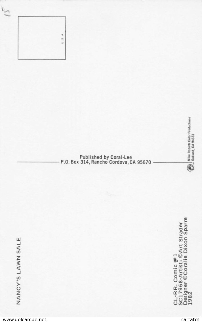 NANCY'S LAWN SALE . ( REAGAN ) .CP Art Strader . Coralie Dixon Sparre . 1982 .  CL-RR. COMIC . CORAL-LEE - Otros & Sin Clasificación