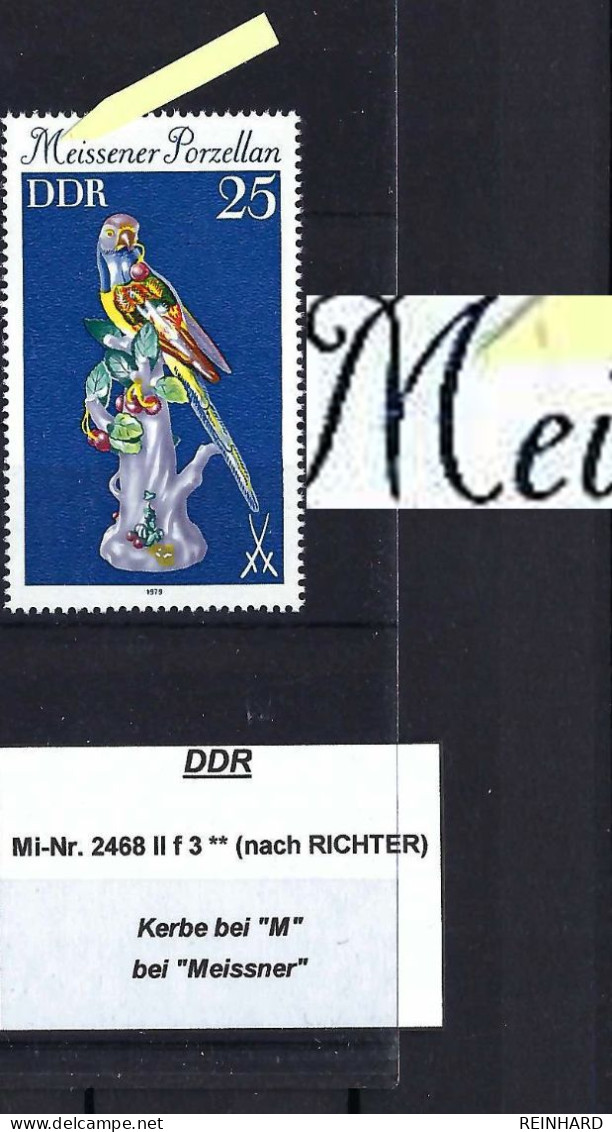 DDR Mi-Nr. 2468 II F 3 Plattenfehler Nach RICHTER Postfrisch (3)  - Siehe Beschreibung Und Bild - Varietà E Curiosità