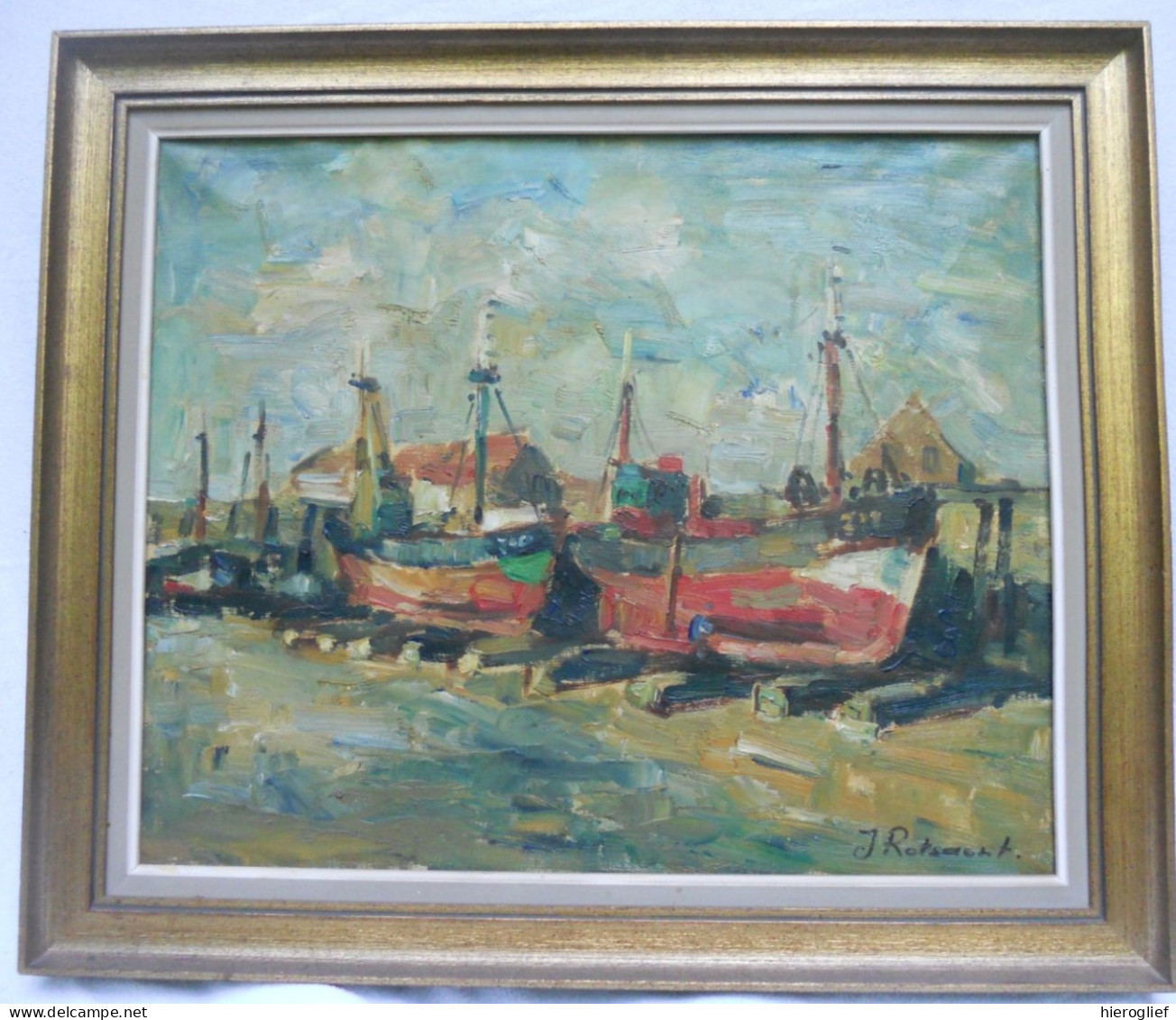 ROTSAERT Jules - Schilderij O/D Peinture HST Painting MARINE Zeilschepen Schepen Kade Landschap Brugse School Brugge - Oelbilder