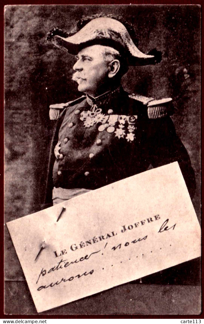 - F28394CPA - MILITAIRE - Général JOFFRE - Manuscrit En Fac Mimilé Sur Carte De Visite épinglée Imprimée - Très Bon éta - Characters