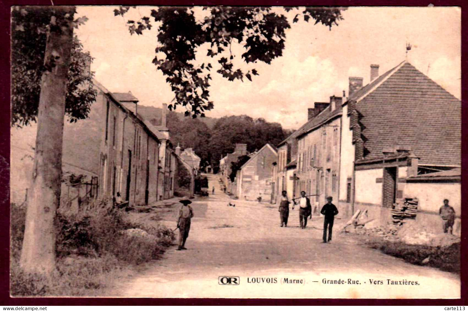 51 - B28338CPA - LOUVOIS - Grande Rue Vers TAUXIERES - Très Bon état - MARNE - Sonstige & Ohne Zuordnung