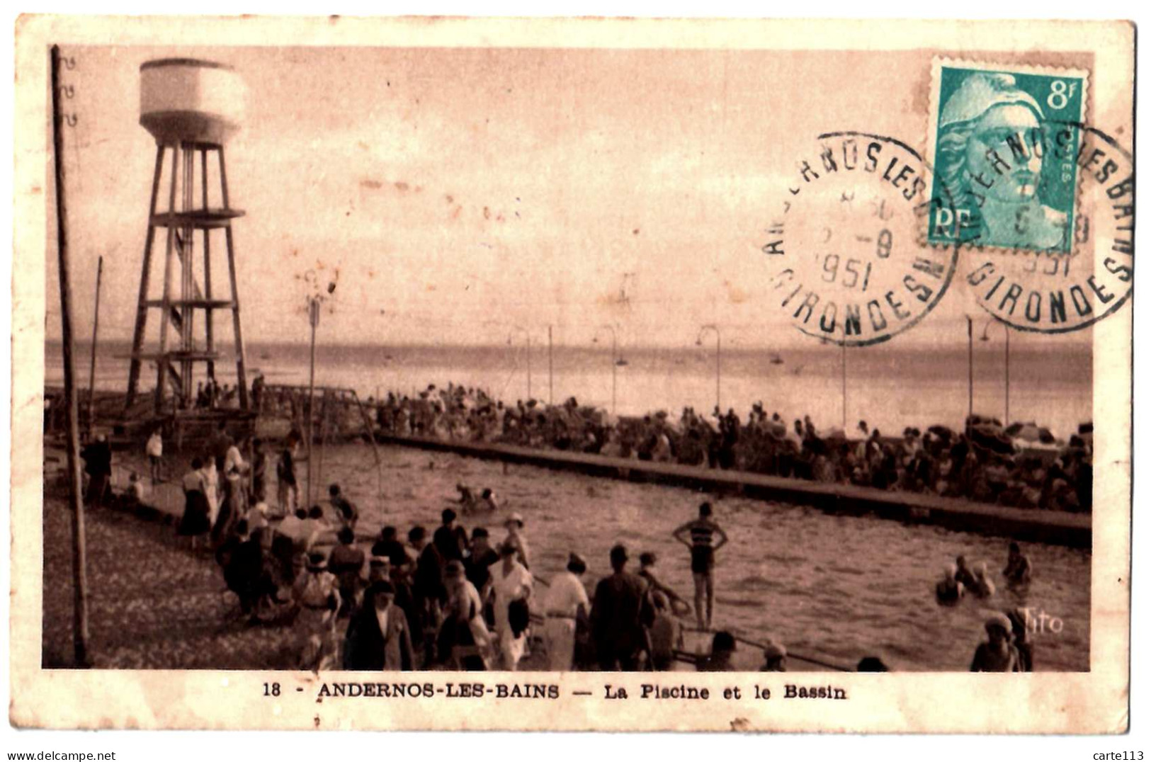 33 - B28211CPA - ANDERNOS LES BAINS - La Piscine Et Le Bassin 1951 - Très Bon état - GIRONDE - Andernos-les-Bains