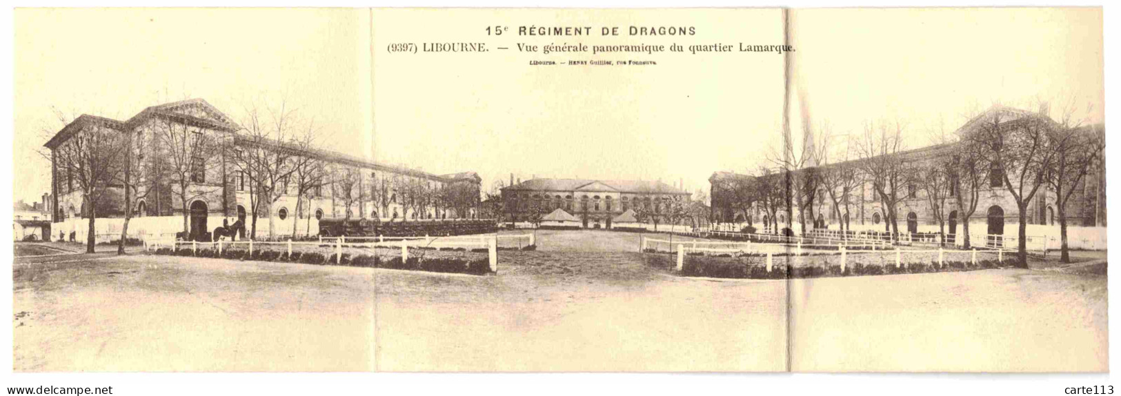 33 - B27812CPA - LIBOURNE - Carte Double - Régiment De Dragons - Quartier Lamarque - DIMENSIONS 9 X 28,5 CM - Très Bon é - Libourne