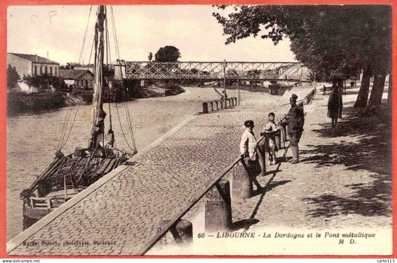 33 - B27791CPA - LIBOURNE - La Dordogne Et Le Pont Métallique  - Gabarre - Très Bon état - GIRONDE - Libourne