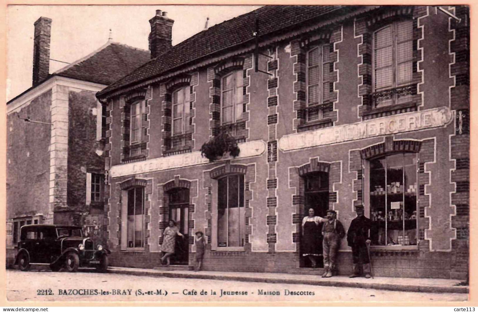 77 - B27750CPA - BAZOCHES LES BRAY - Maison DESCOTTES - Café De La Jeunesse - Très Bon état - SEINE-ET-MARNE - Other & Unclassified