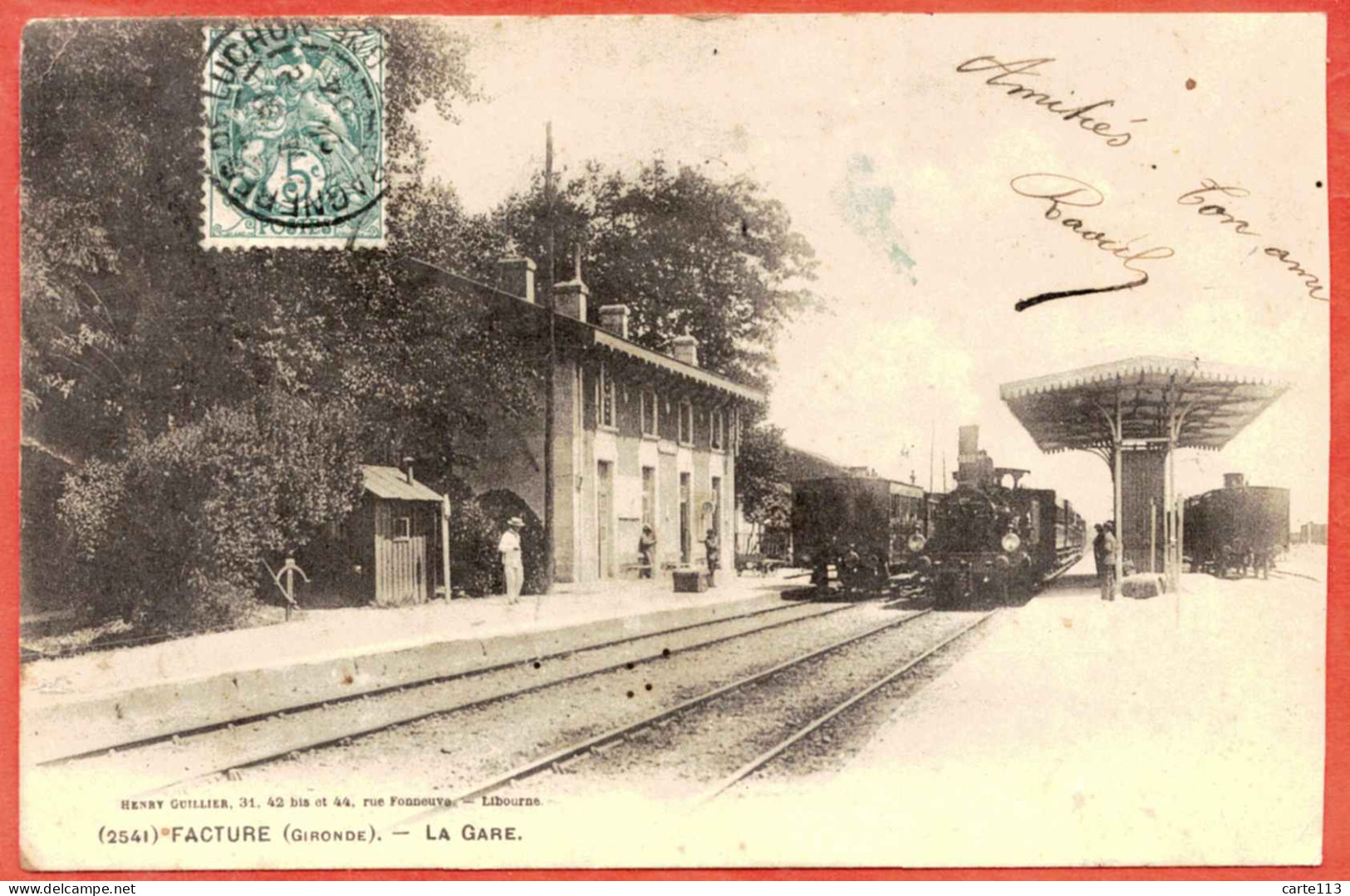 33 - B27721CPA - FACTURE - La Gare - Carte Pionniere - Très Bon état - GIRONDE - Autres & Non Classés