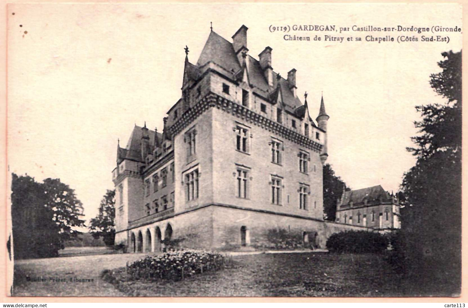 33 - B27697CPA - GARDEGAN - Chateau Pitray - Coté Sud Est Et Sa Chapelle - Très Bon état - GIRONDE - Autres & Non Classés