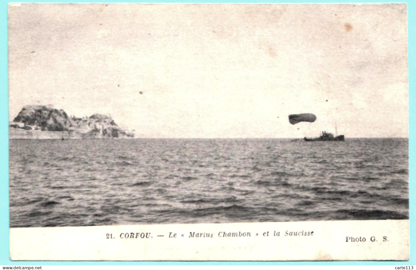 - B26896CPA - CORFOU - GRECE - Le Bateau Marius Chambon Et La Saucisse, Ballon Captif - Très Bon état - EUROPE - Greece