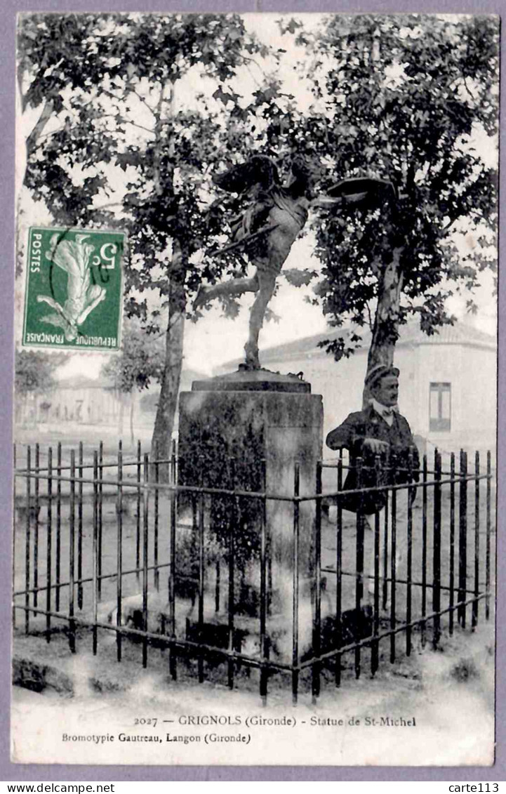 33 - B26854CPA - GRIGNOLS - Statue De Saint Michel - Animée - Très Bon état - GIRONDE - Autres & Non Classés