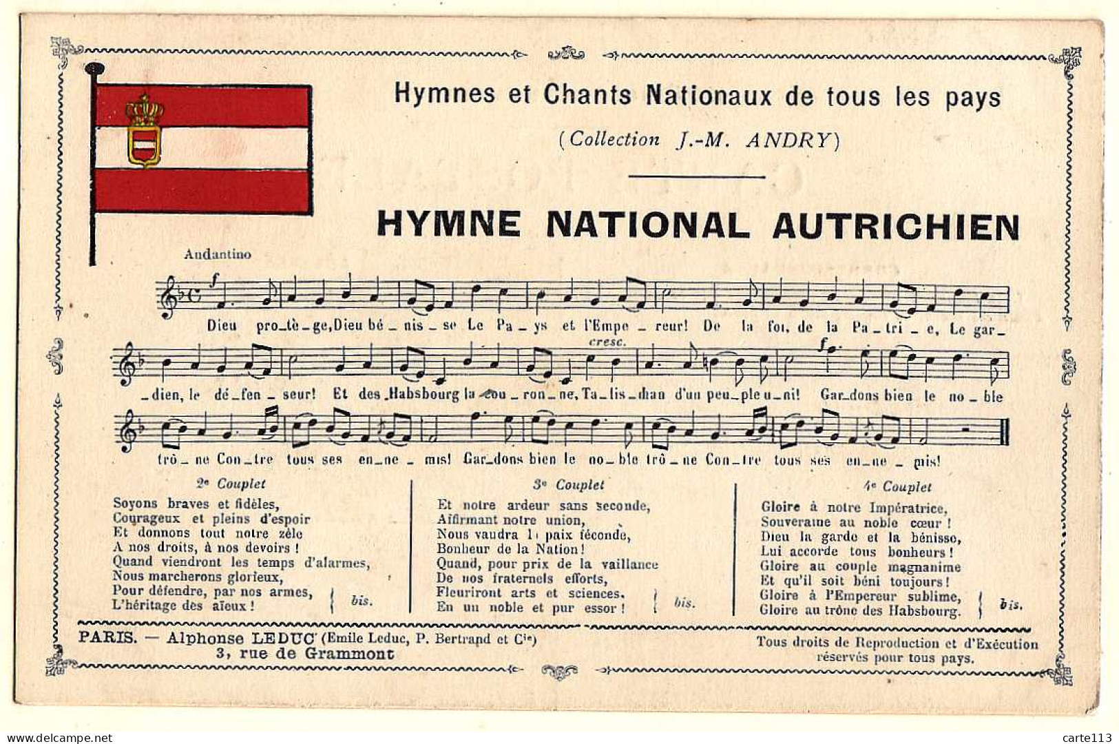 0 - B20310CPA - AUTRICHE - Hymne National Autrichien - Parfait état - EUROPE - Otros & Sin Clasificación