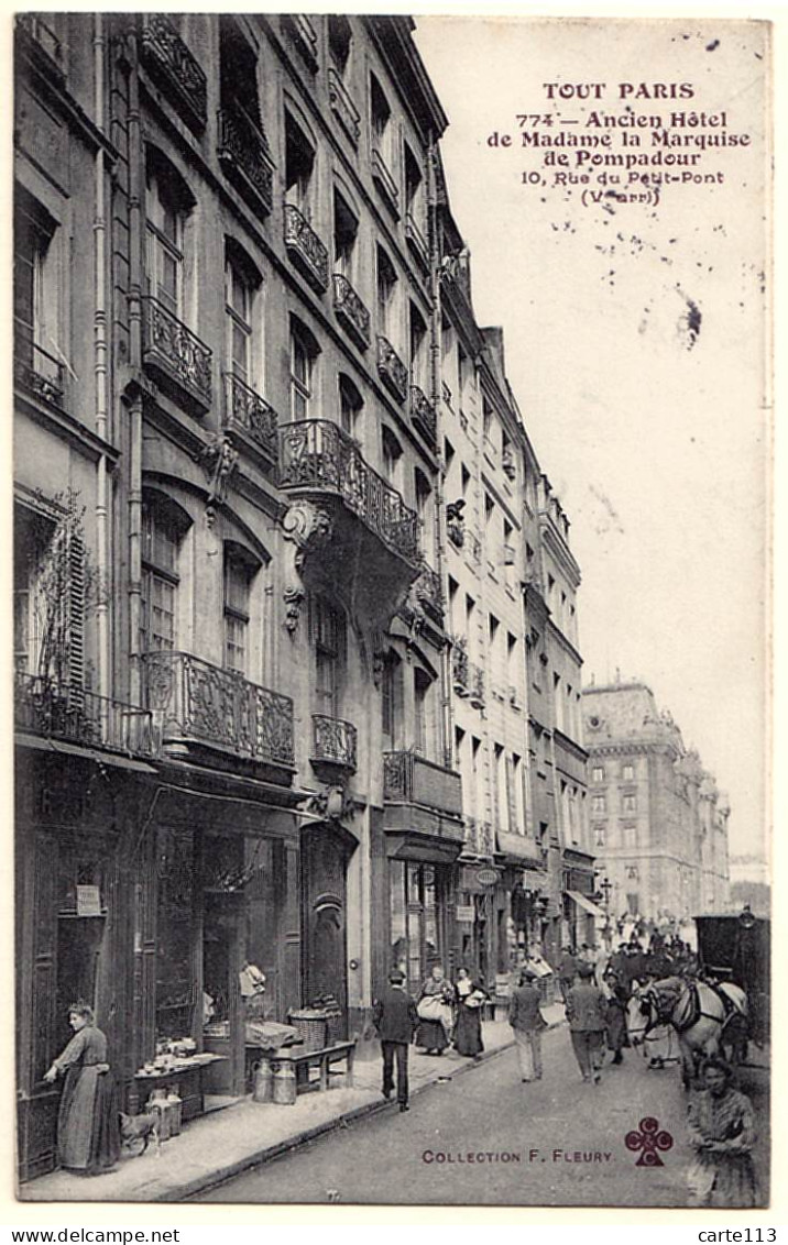 75 - B20202CPA - PARIS - ARR.05 - Tout Paris - Rue Du Petit Pont -hotel Marquise De Pompadour - Très Bon état - PARIS - Distretto: 05