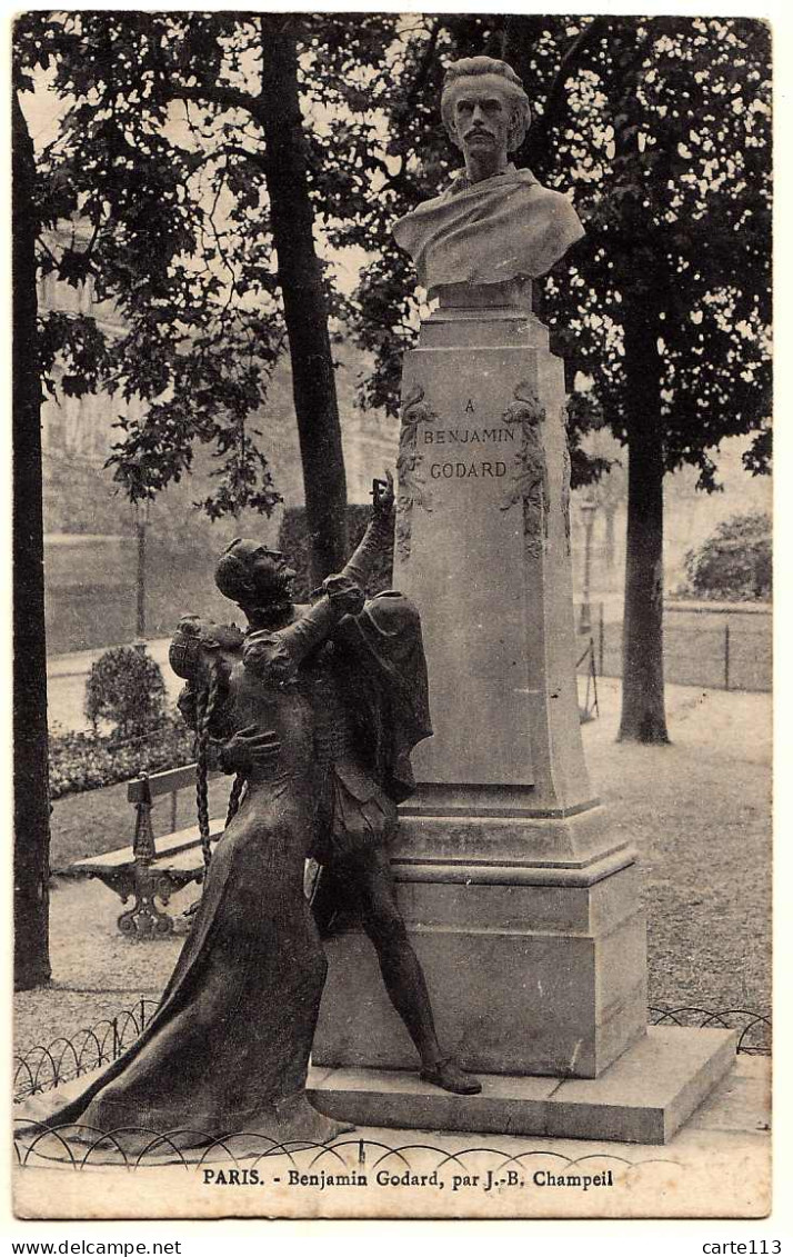 75 - B20184CPA - PARIS - ARR. 16 - Statue Benjamin Godard, Musicien - Par CHAMPEIL - Bon état - PARIS - Arrondissement: 16