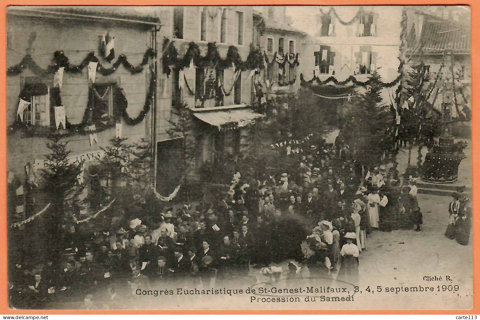 42 - B33764CPA - ST SAINT GENEST MALIFAUX - Congres Eucharistique - 1909 - Procession Du Samedi - Très Bon état - LOIRE - Other & Unclassified