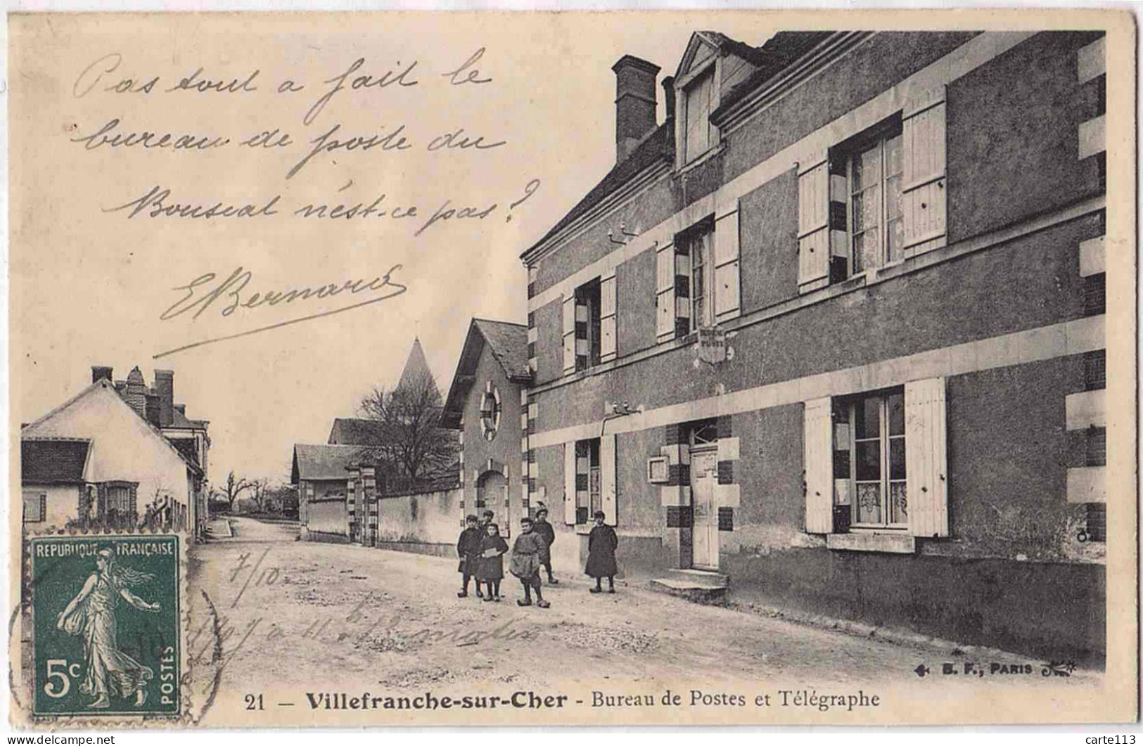 41 - B33411CPA - VILLEFRANCHE SUR CHER - Bureau De Postes Et Telegraphe - Assez Bon état - LOIR-ET-CHER - Other & Unclassified