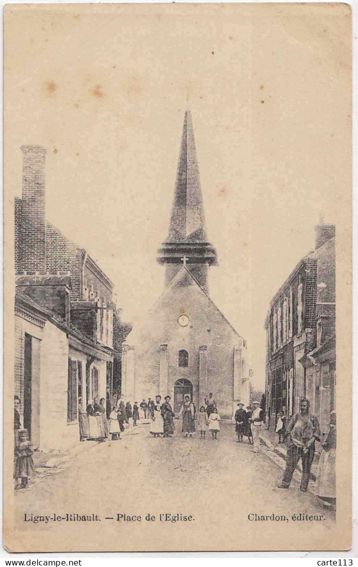 45 - B33213CPA - LIGNY LE RIBAULT - Place De L'église - Carte Pionniere - Bon état - LOIRET - Altri & Non Classificati