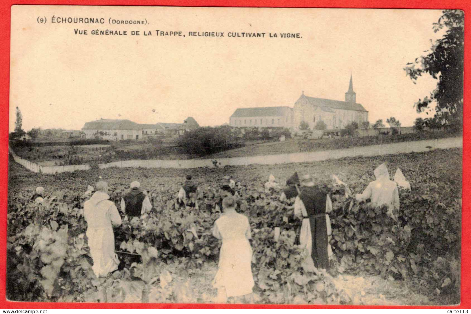 24 - B29873CPA - ECHOURGNAC - Religieux Cultivant La Vigne - Vue Générale De La Trappe - Très Bon état - DORDOGNE - Other & Unclassified