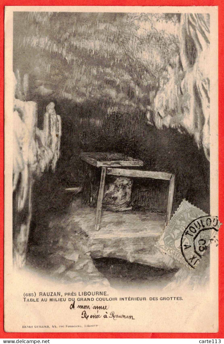 33 - B29870CPA - RAUZAN - LIBOURNE - Table Au Milieu Du Grand Couloir Intérieur Des Grottes - Très Bon état - GIRONDE - Altri & Non Classificati