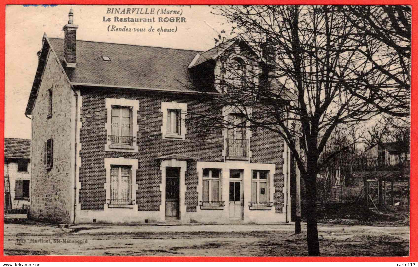 51 - B29366CPA - BINARVILLE - Le Restaurant ROGER - Rendez Vous De Chasse - Très Bon état - MARNE - Andere & Zonder Classificatie