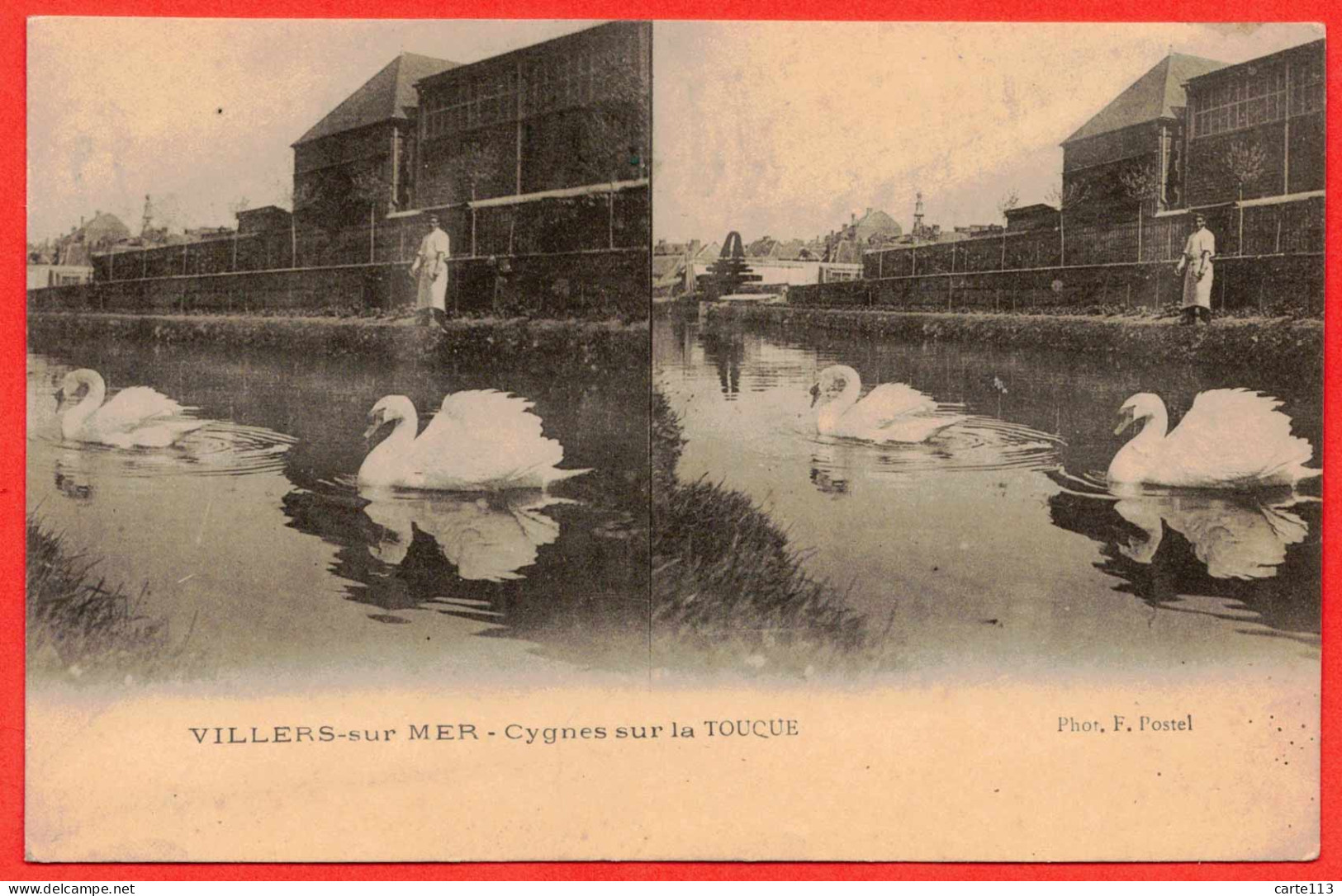 14 - B29396CPA - VILLERS SUR MER - Cygnes Sur La Touque - CARTE STEREO - Très Bon état - CALVADOS - Villers Sur Mer