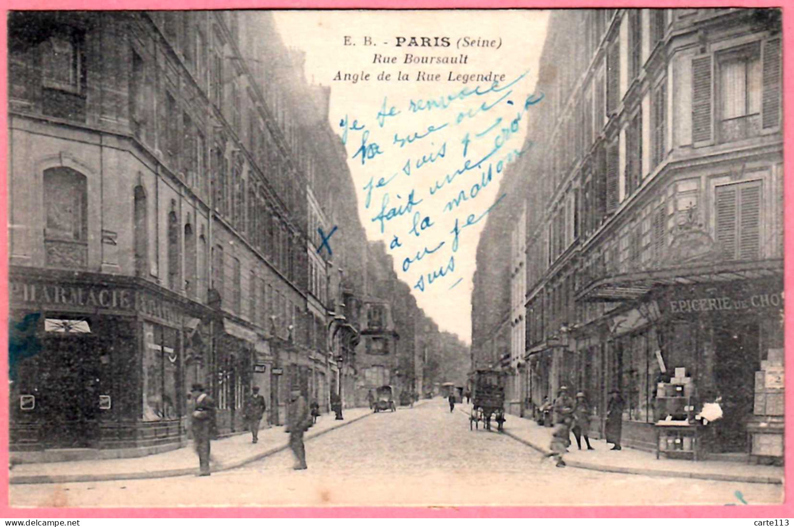 75 - B29308CPA - PARIS - ARR. 17 - Rue Boursault, Angle De La Rue Legendre - Très Bon état - PARIS - Distrito: 17