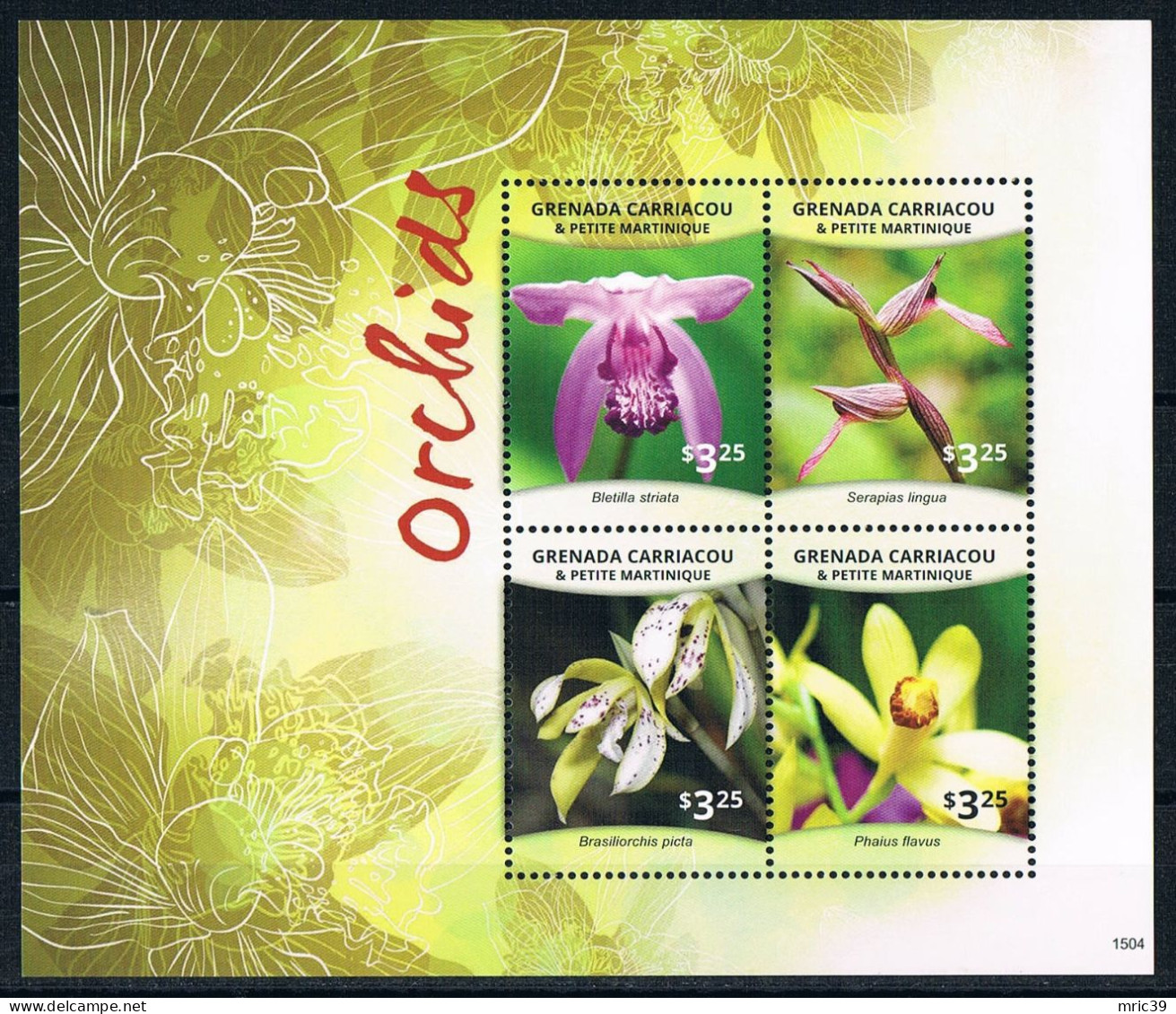 Bloc Sheet Fleurs Orchidées Flowers Orchids  Neuf  MNH **  Grenada 2015 - Orquideas