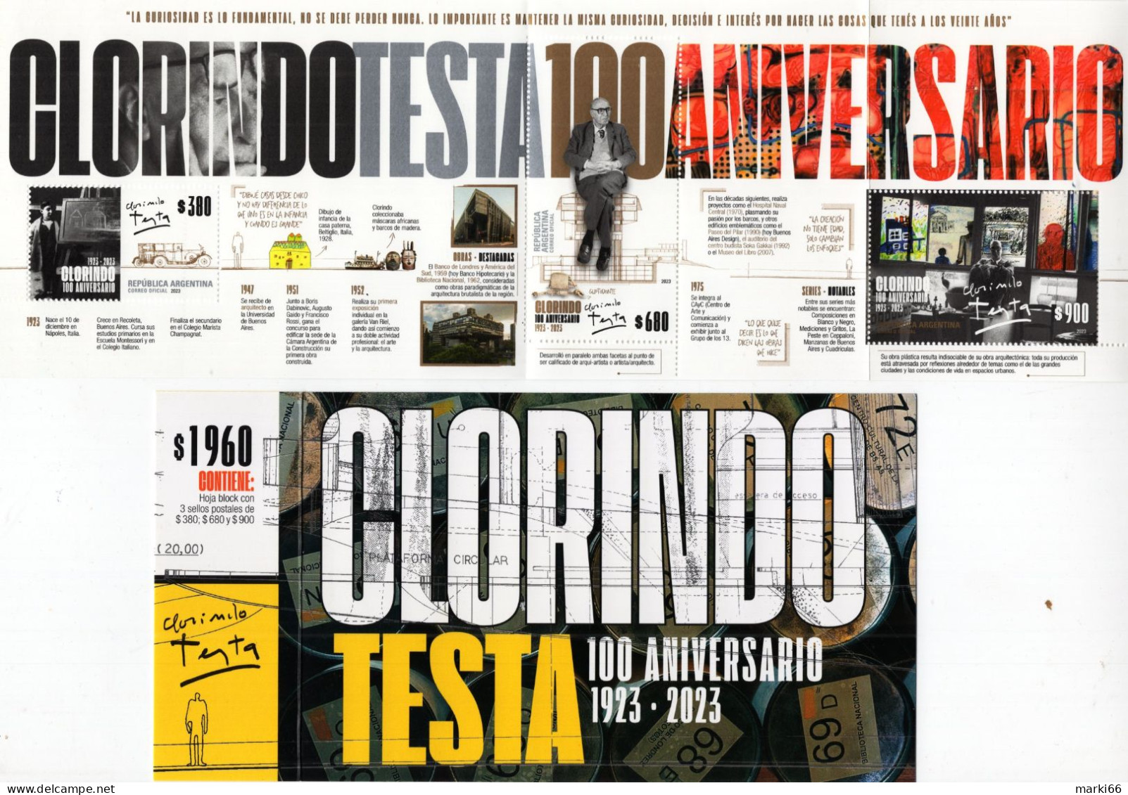 Argentina - 2023 - Birth Centenary Of Clorindo Testa, Architect And Artist - Mint Sheetlet In Presentation PACK - Nuovi