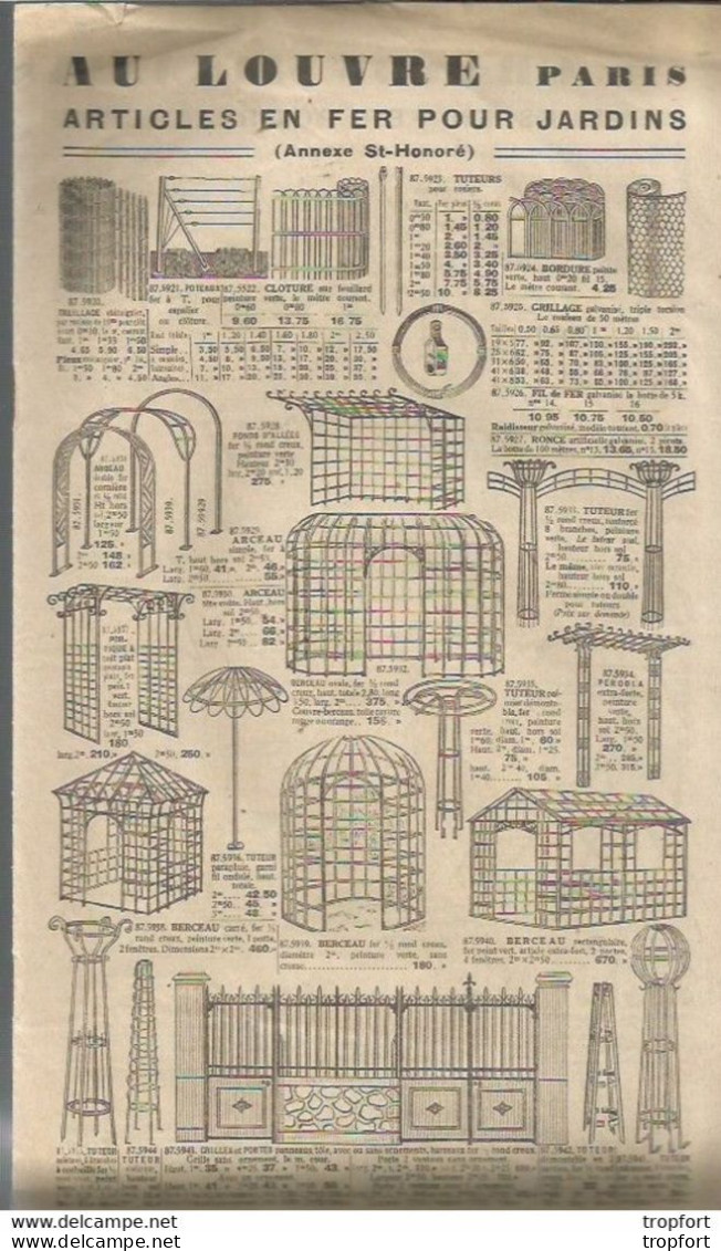 Vintage CK / CATALOGUE Ancien LE LOUVRE Jardinage JARDIN BASSE COUR Horticulture Articles En Fer - Pubblicitari