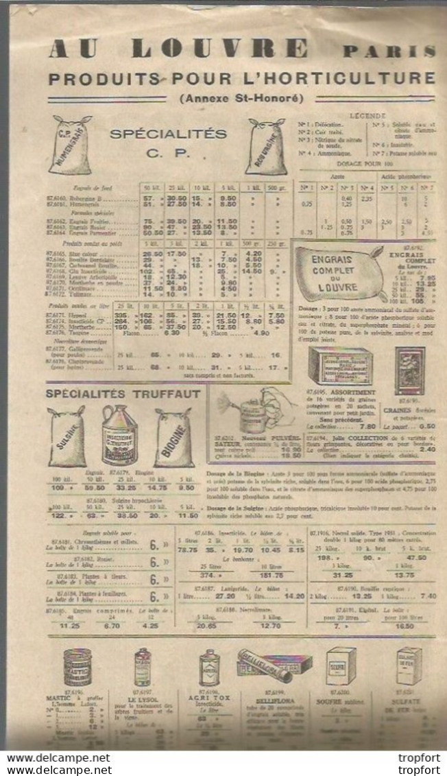 Vintage CK / CATALOGUE Ancien LE LOUVRE Jardinage JARDIN BASSE COUR Horticulture Articles En Fer - Pubblicitari