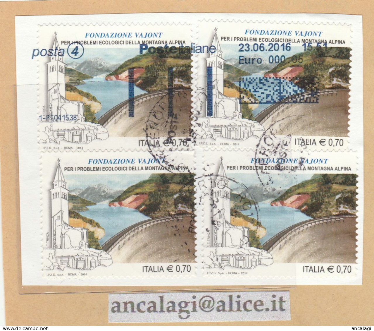 USATI ITALIA 2014 - Ref.1278 "FONDAZIONE VAJONT" 4 Val. - - 2011-20: Oblitérés