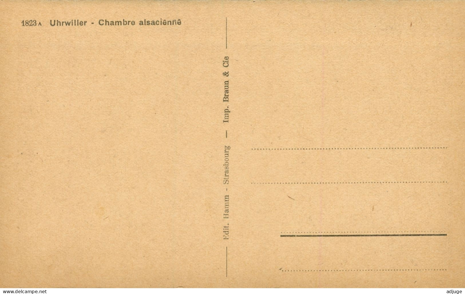 CPA-67- UHRWILLER - Chambre Alsacienne - Edit. Hamm Ref. N° 1823a* - Otros & Sin Clasificación