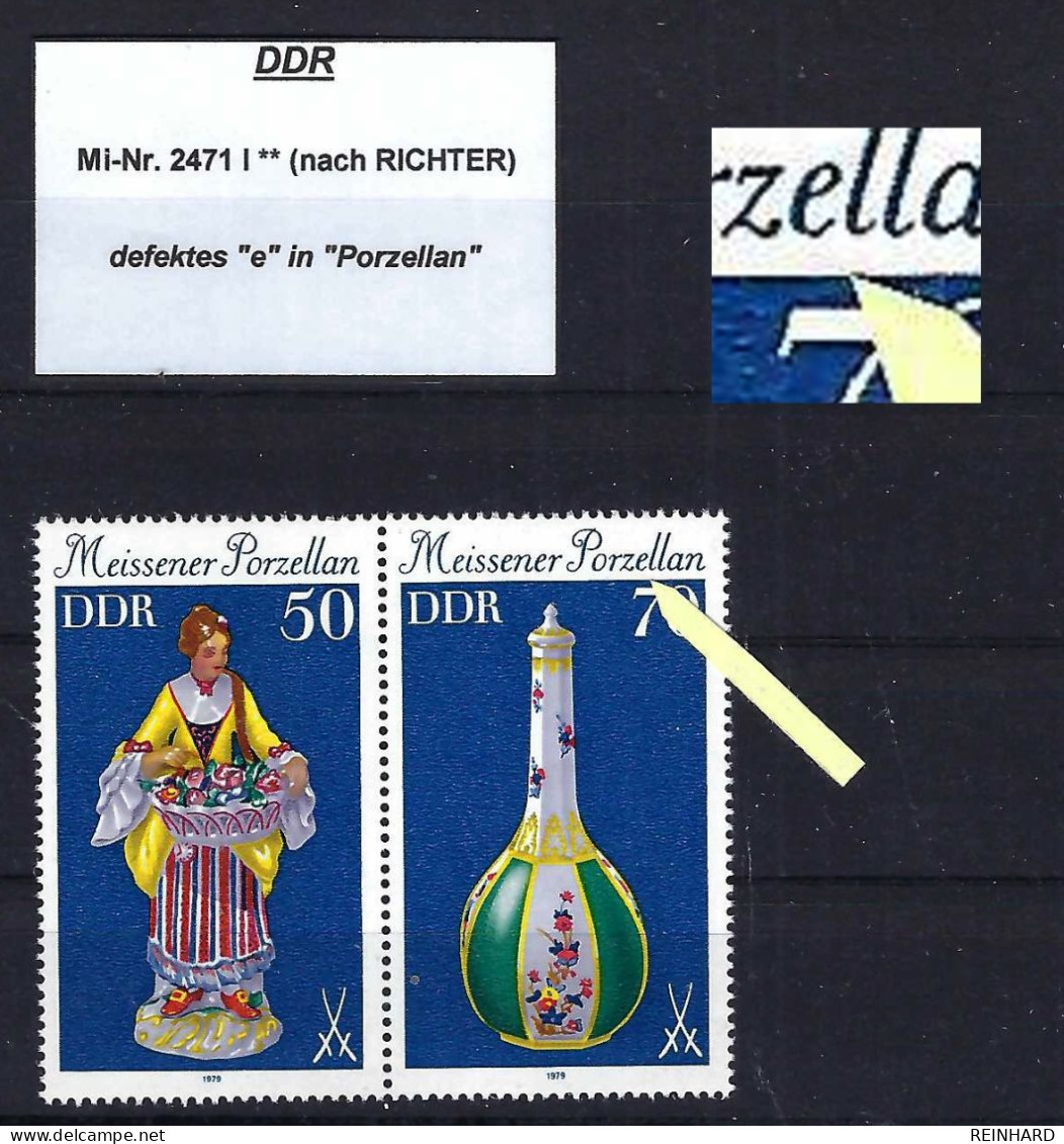 DDR Mi-Nr. 2471 I Plattenfehler Nach RICHTER Postfrisch (2)  - Siehe Beschreibung Und Bild - Plaatfouten En Curiosa