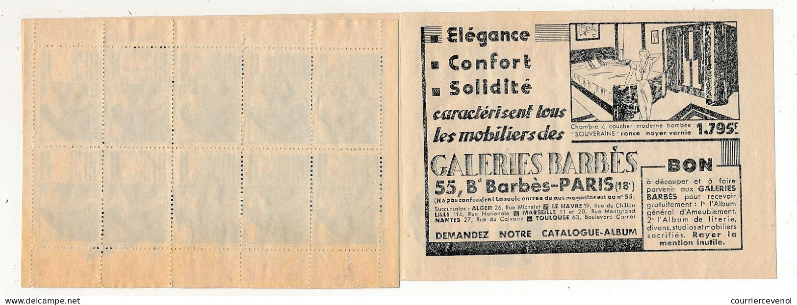 Carnet Anti-tuberculeux 1935 - 2 Fr - 20 Timbres à 10c (16 à L'intérieur) - Pubs  Cacao Suchard - Déjeuner Heudebert - Blokken & Postzegelboekjes