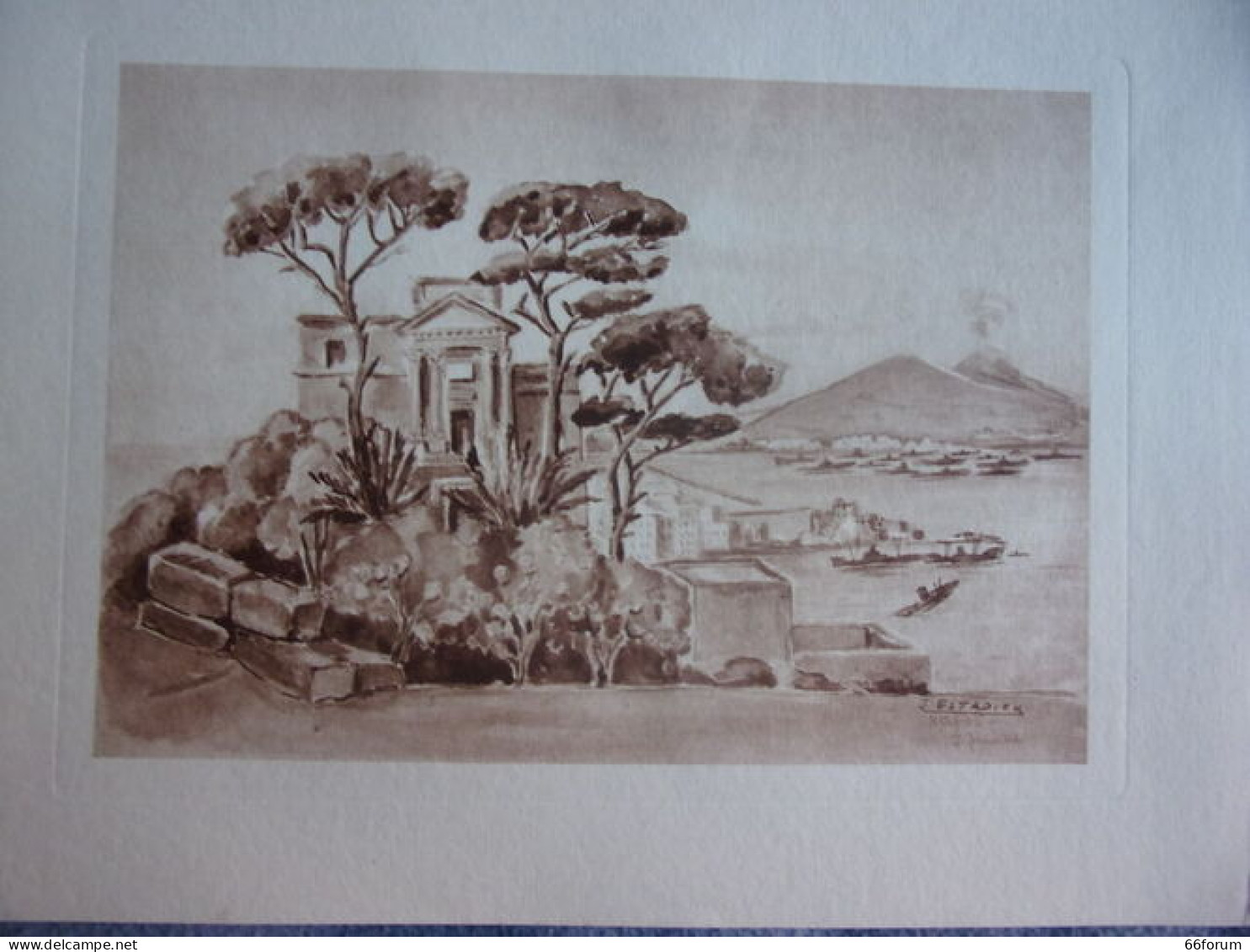 HELIOGRAVURE DE ESTADIEU 20ème NAPLES ITALIE LE GOLF ET LE VESUVE - Other & Unclassified