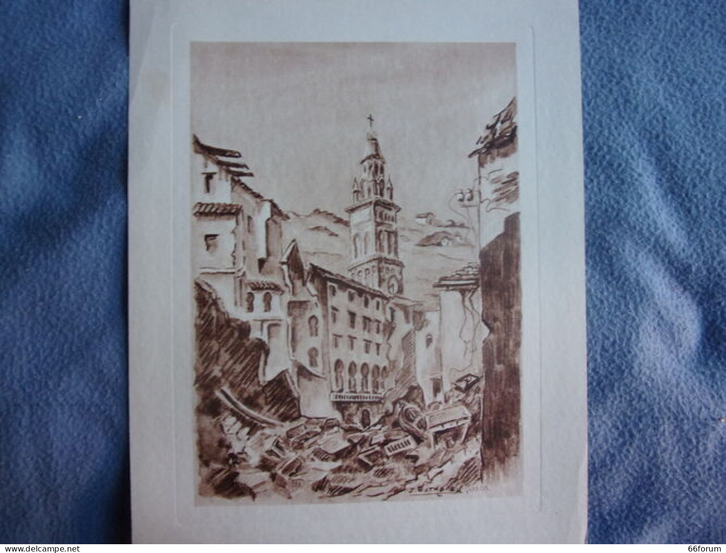 HELIOGRAVURE DE ESTADIEU 20ème GAETA ITALIE APRES LE BOMBARDEMENT - Autres & Non Classés