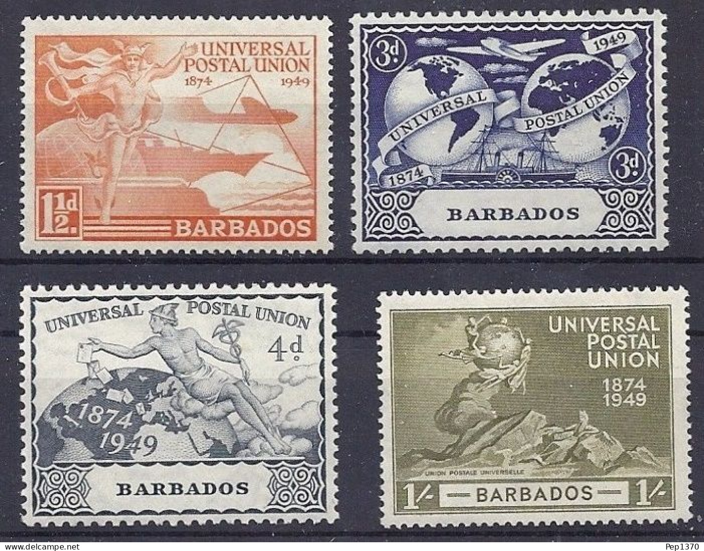 BARBADOS 1949 - UNIVERSAL POSTAL UNION - UPU - YVERT 190/193** - Barbados (1966-...)