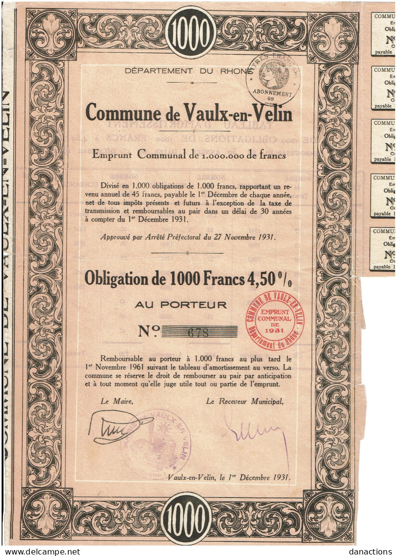 69-COMMUNE DE VAULX-EN-VELIN.   DEPARTEMENT DU RHONE   Lot De 7 - Altri & Non Classificati