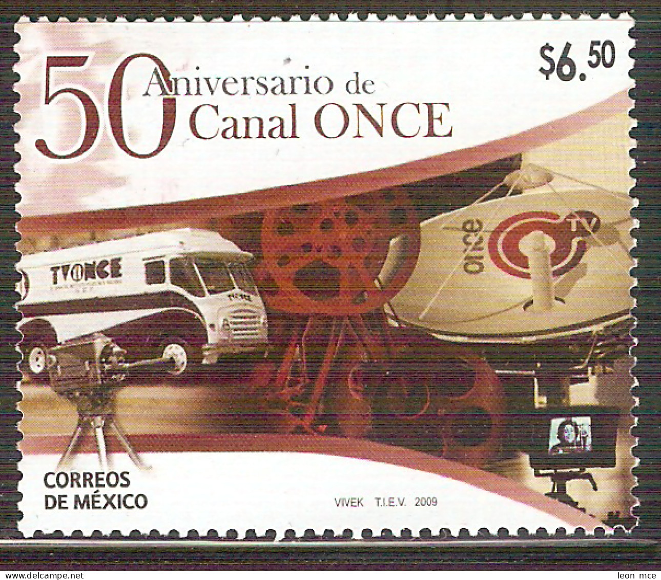 2009 MÉXICO 50 Aniversario De Canal Once, CHANNEL 11,BUS, TV, MOVIE,TELECOMMUNICATION Sc# 2617 MNH - Mexico