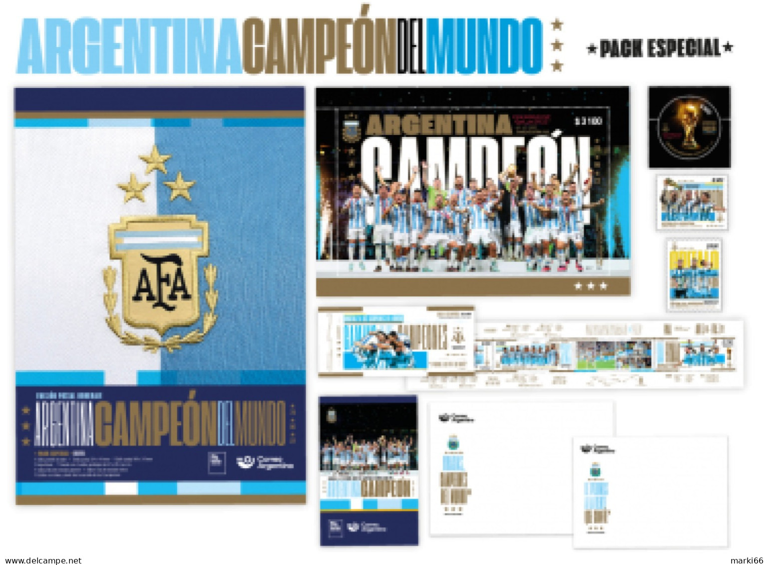 Argentina - 2023 - Argentina - World Soccer Champion - Qatar '22 - Presentation Pack With Stamps, FDC And S/sheet - Ungebraucht