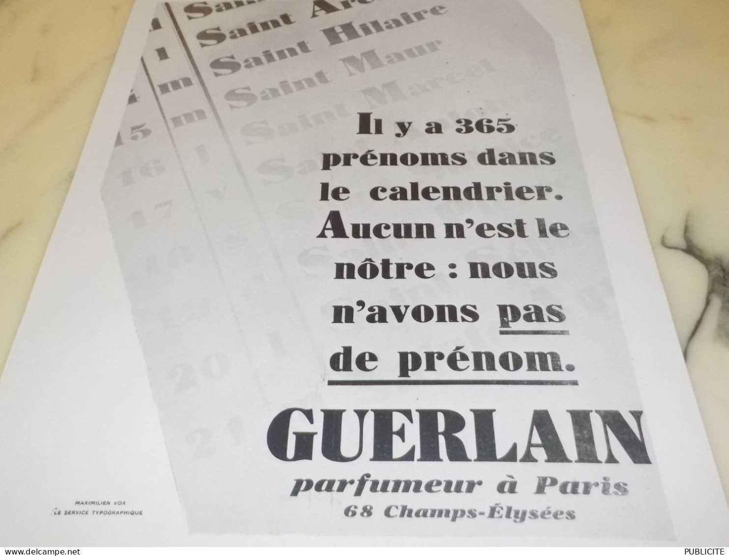 ANCIENNE PUBLICITE PARFUMEUR A PARIS PAS DE PRENOM 1930 - Autres & Non Classés