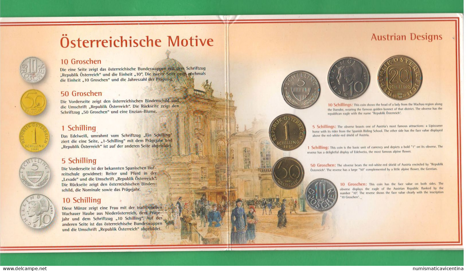 Österreich 2001 Set Coin Austria Ultima Serie In Scellini Schilling-Münzen Johann Nestroy  2001 - Oesterreich