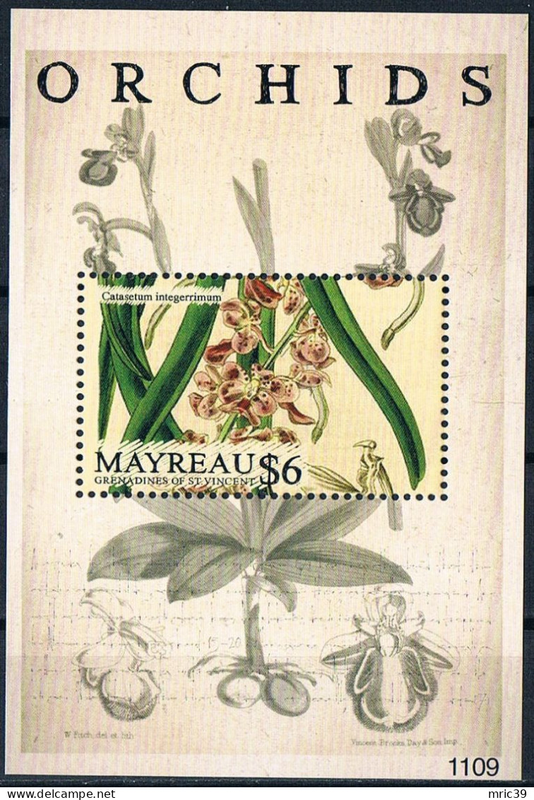 Bloc Sheet Fleurs Orchidées Flowers Orchids  Neuf  MNH **  Mayreau Grenadines Of St Vincent 2011 - Orchidées