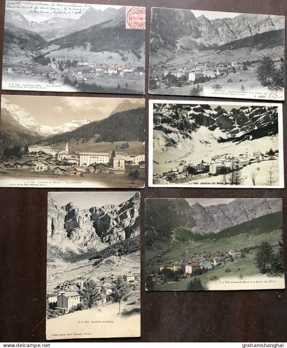 6 Postcards Lot Switzerland VS Valais Loèche-les-Bains All Published Jullien Some Undivided All Posted 1907-1928 - Loèche-les-Bains