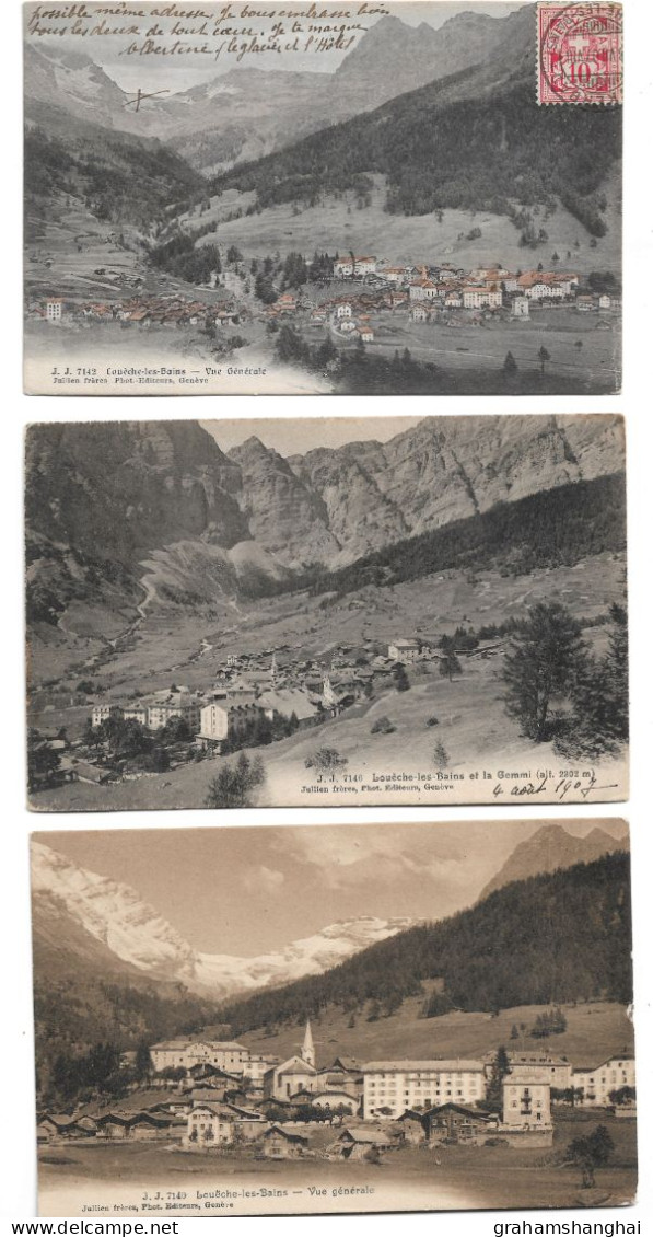 6 Postcards Lot Switzerland VS Valais Loèche-les-Bains All Published Jullien Some Undivided All Posted 1907-1928 - Loèche-les-Bains