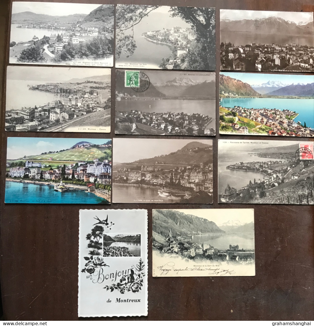 11 Postcards Lot Switzerland VD Vaud Montreux Assorted Views Some Undivided All Posted Early-mid 20th Century - Montreux